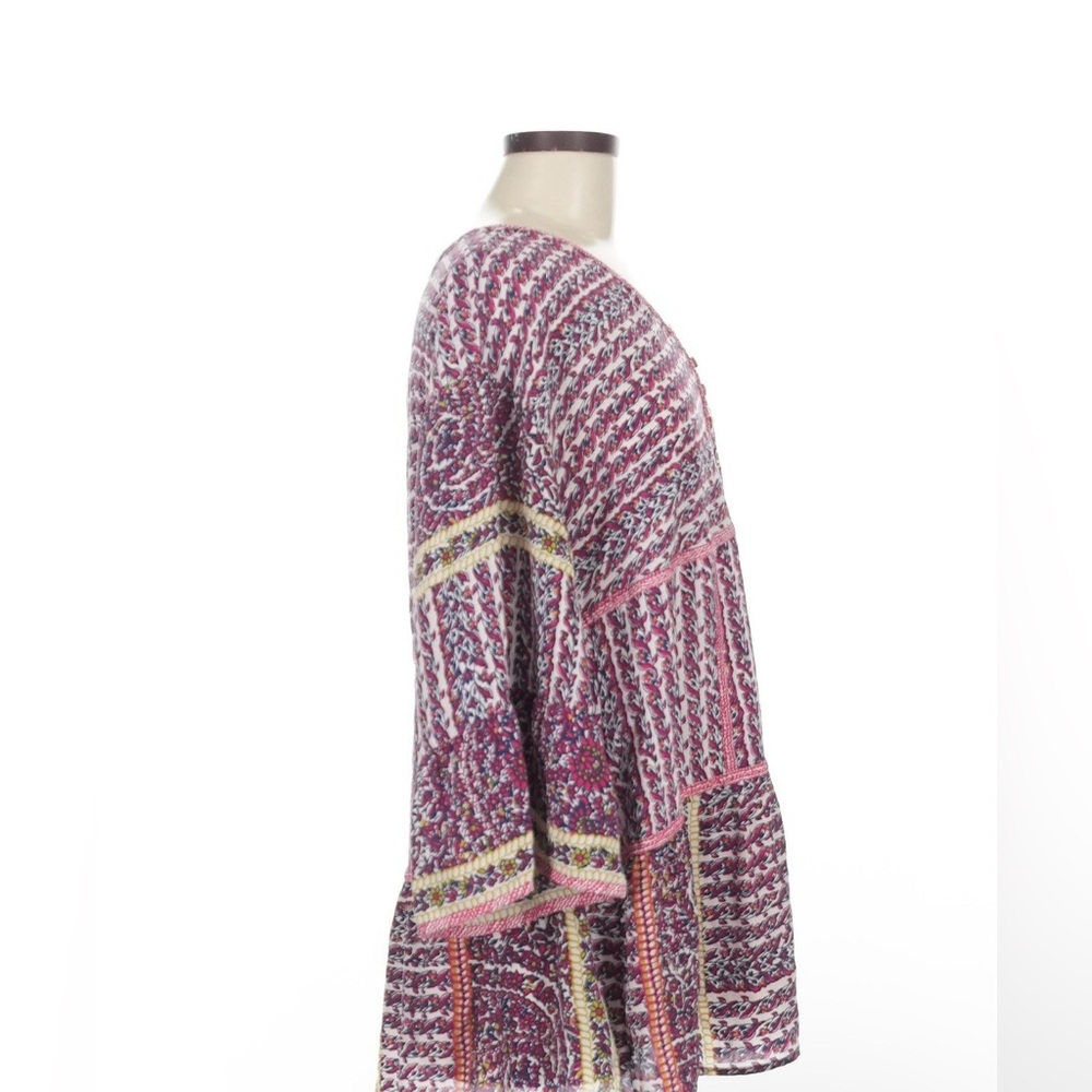 Maeve Anthropologie Pink and Purple Silk Tiered Blouse Tunic Size Medium - Picture 5 of 8